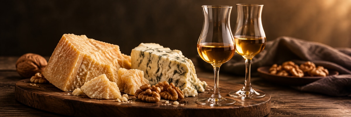 Grappa zu K�se � gereifter Parmigiano und Gorgonzola mit fassgereiftem Grappa