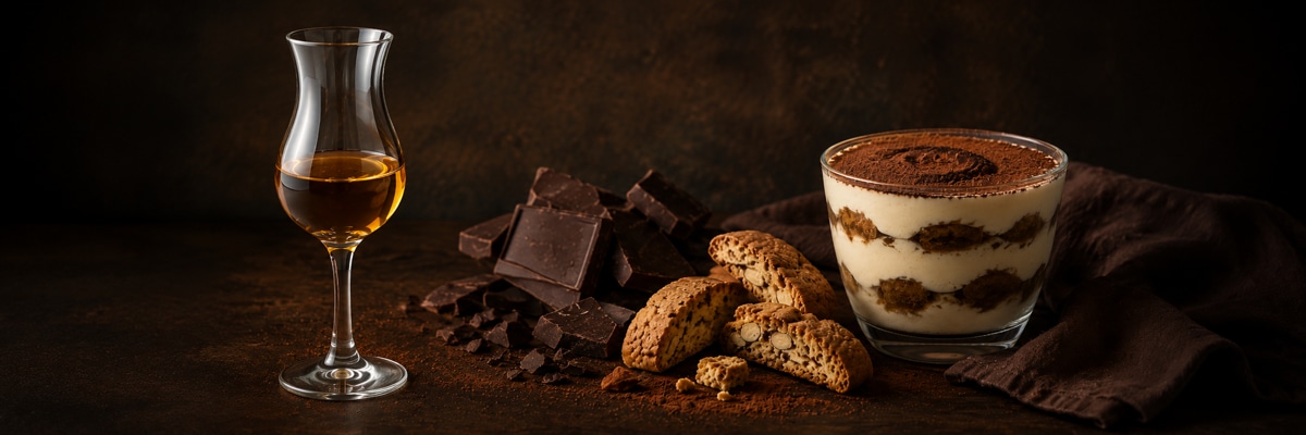 Grappa zu Schokolade � dunkle Schokolade, Cantuccini und Tiramisu mit gereiftem Grappa