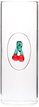 Mundgeblasenes Obstbrandglas mit Kirsche Mundgeblasenes Obstbrandglas mit Kirsche