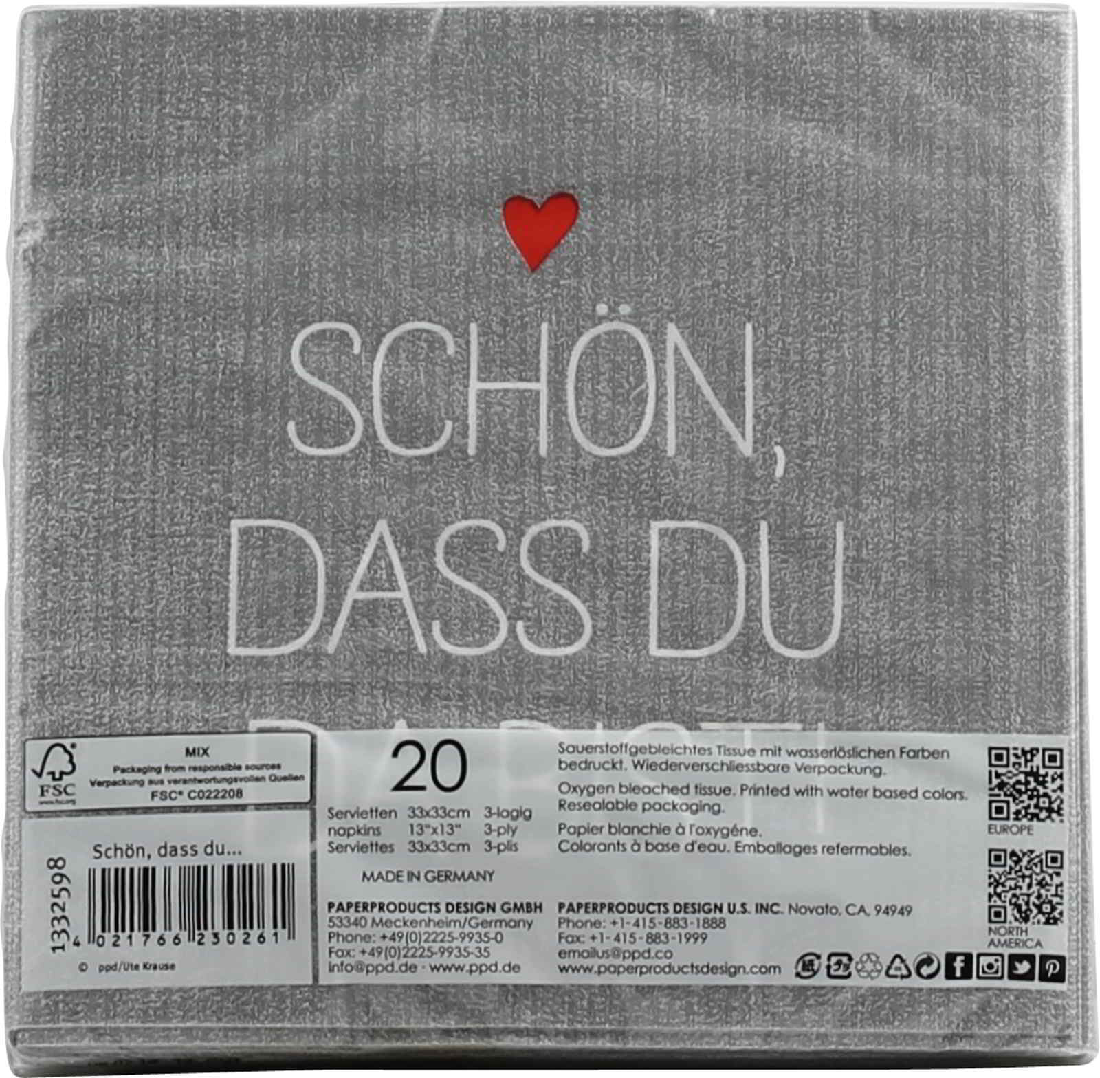 Servietten Motiv: Schön, dass du da bist, Deko
