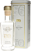 Grappa di Moscato von Torquadra mit 40% Vol. und 0,1l Grappa di Moscato von Torquadra mit 40% Vol. und 0,1l